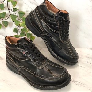 FIRST Mens Leather Ankle Boots Lace Shoes Italy